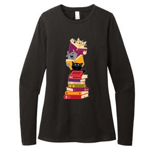 Funny Cats Reading Books Reading Book Lover Womens CVC Long Sleeve Shirt