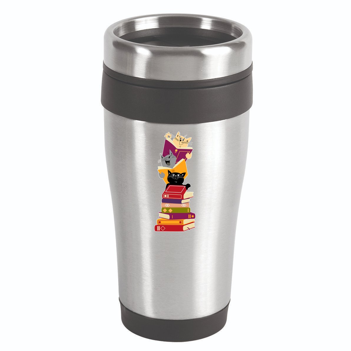 Funny Cats Reading Books Reading Book Lover 16oz Travel Tumbler