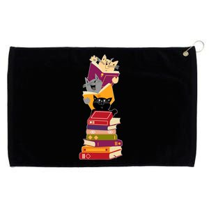 Funny Cats Reading Books Reading Book Lover Grommeted Golf Towel