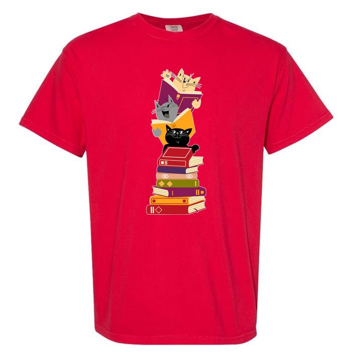 Funny Cats Reading Books Reading Book Lover Garment-Dyed Heavyweight T-Shirt