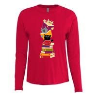 Funny Cats Reading Books Reading Book Lover Womens Cotton Relaxed Long Sleeve T-Shirt