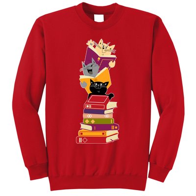 Funny Cats Reading Books Reading Book Lover Sweatshirt