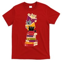 Funny Cats Reading Books Reading Book Lover T-Shirt