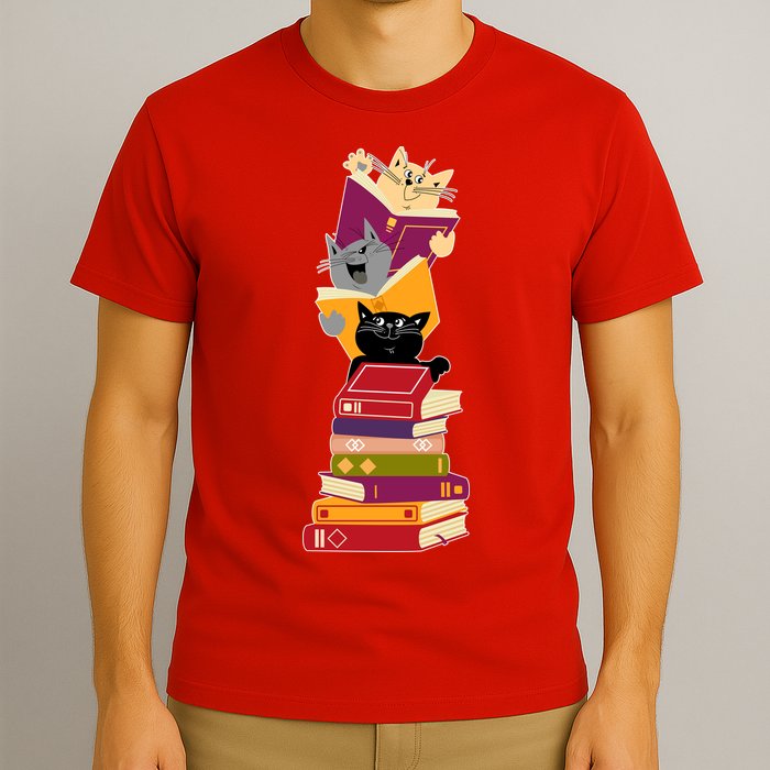 Funny Cats Reading Books Reading Book Lover T-Shirt