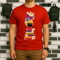 Funny Cats Reading Books Reading Book Lover T-Shirt