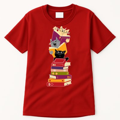 Funny Cats Reading Books Reading Book Lover Tall T-Shirt