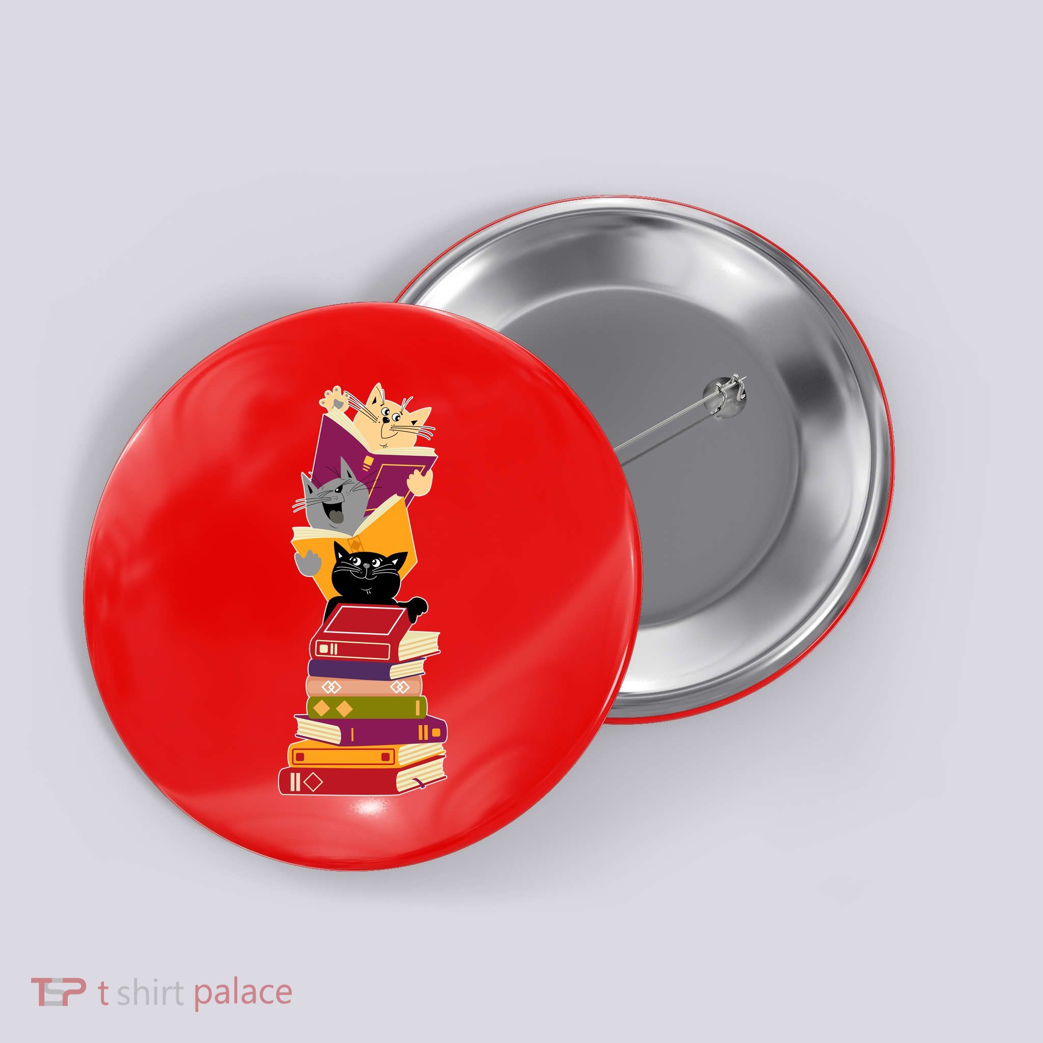 Funny Cats Reading Books Reading Book Lover Button