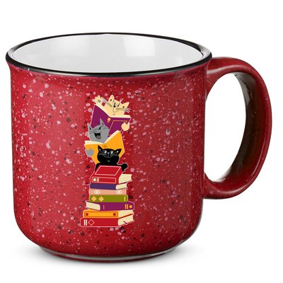 Funny Cats Reading Books Reading Book Lover 15oz Campfire Ceramic Mug