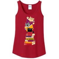 Funny Cats Reading Books Reading Book Lover Ladies Essential Tank