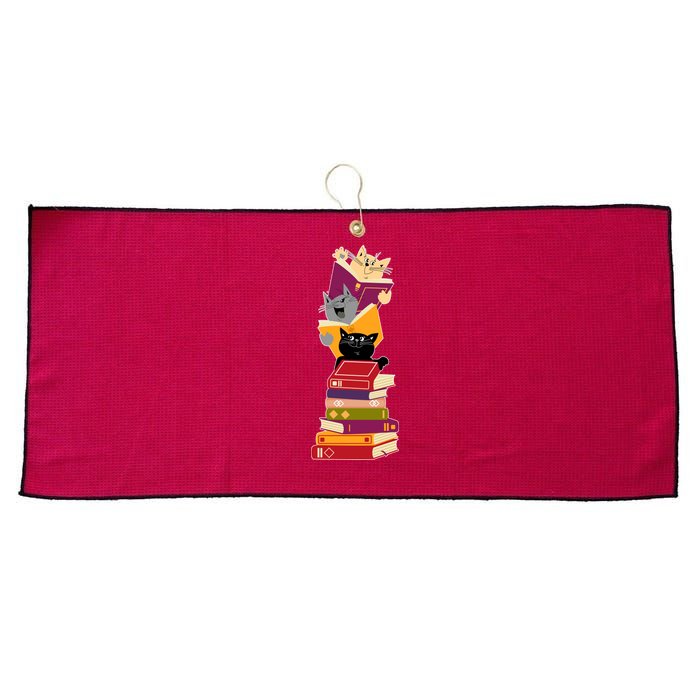 Funny Cats Reading Books Reading Book Lover Large Microfiber Waffle Golf Towel