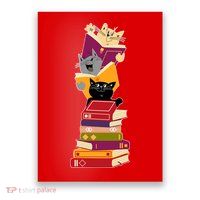 Funny Cats Reading Books Reading Book Lover Poster
