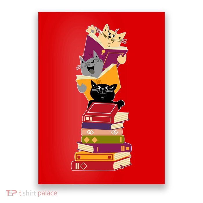 Funny Cats Reading Books Reading Book Lover Poster