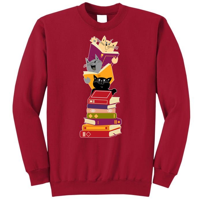 Funny Cats Reading Books Reading Book Lover Tall Sweatshirt