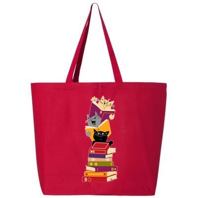 Funny Cats Reading Books Reading Book Lover 25L Jumbo Tote