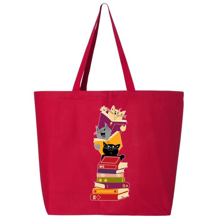Funny Cats Reading Books Reading Book Lover 25L Jumbo Tote