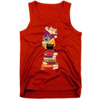 Funny Cats Reading Books Reading Book Lover Tank Top