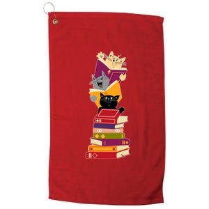 Funny Cats Reading Books Reading Book Lover Platinum Collection Golf Towel