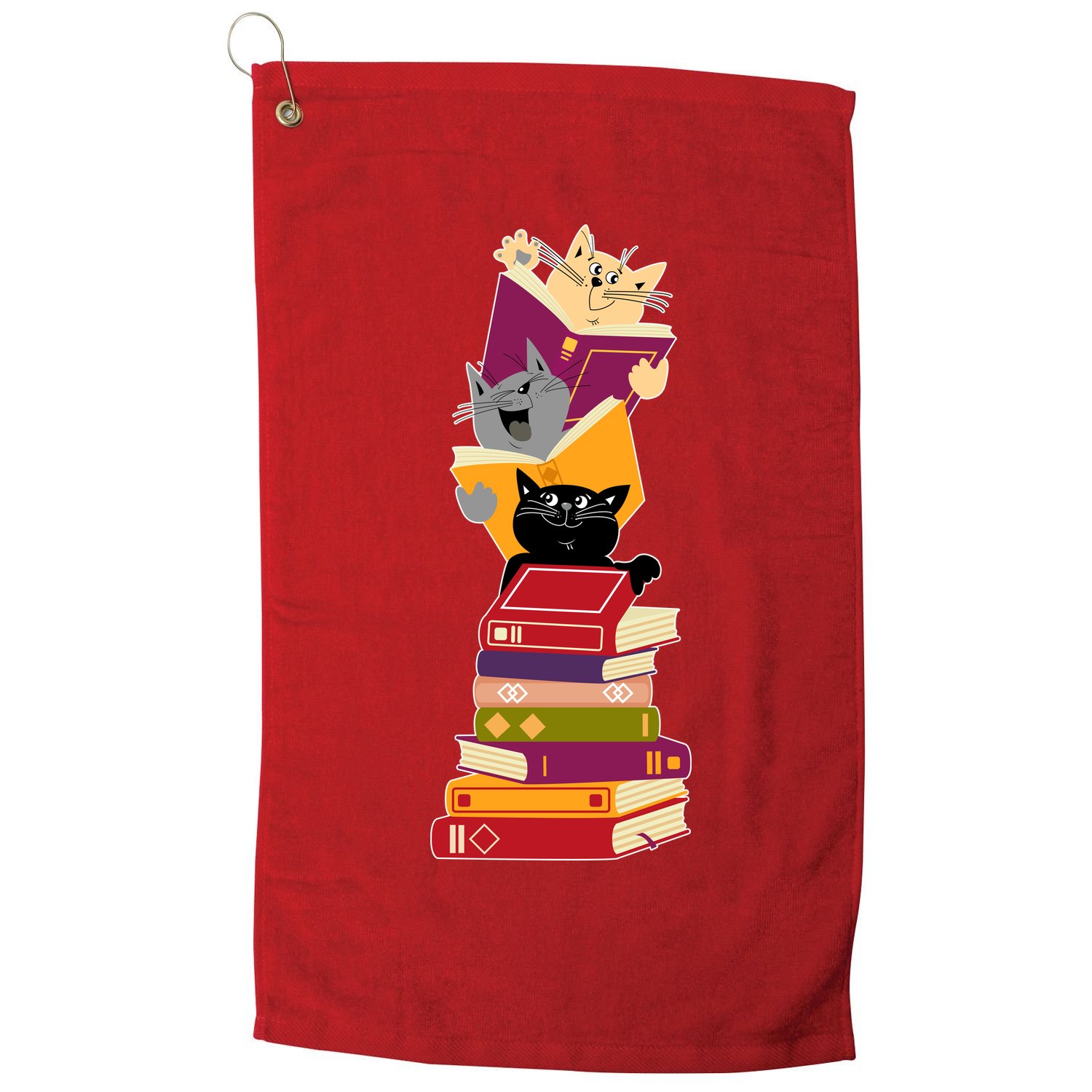 Funny Cats Reading Books Reading Book Lover Golf Towel