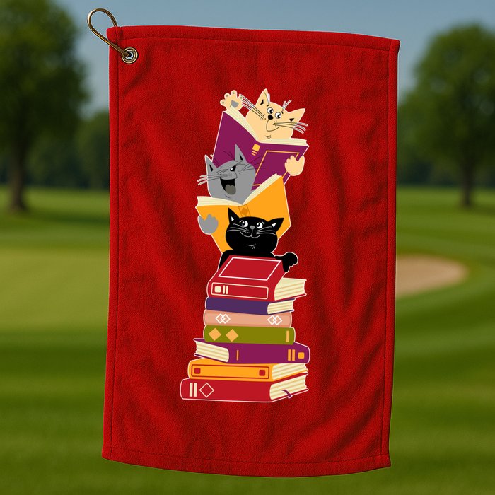 Funny Cats Reading Books Reading Book Lover Golf Towel