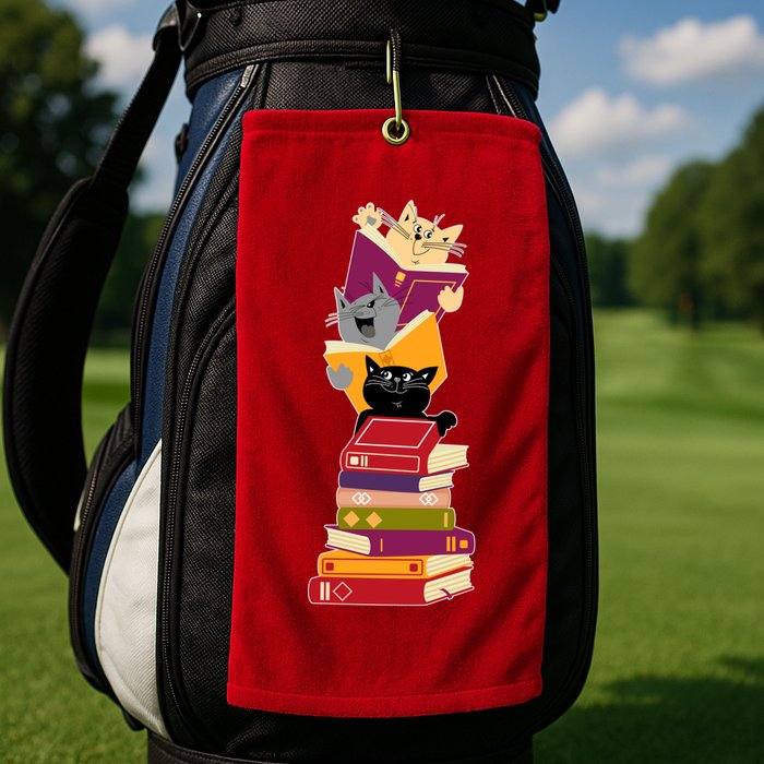 Funny Cats Reading Books Reading Book Lover Golf Towel