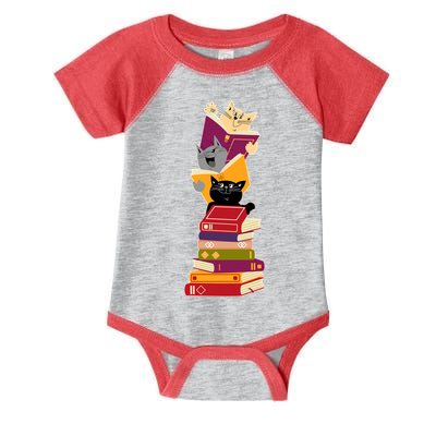 Funny Cats Reading Books Reading Book Lover Infant Baby Jersey Bodysuit