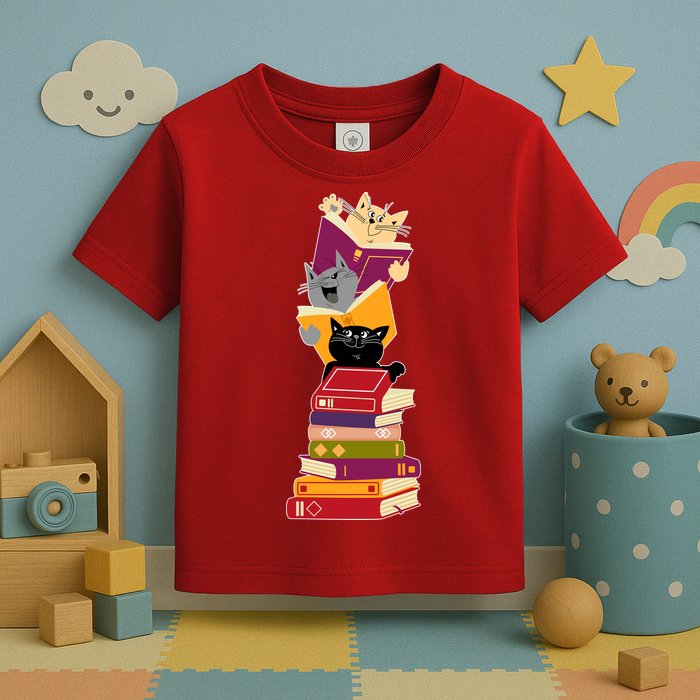 Funny Cats Reading Books Reading Book Lover Toddler T-Shirt