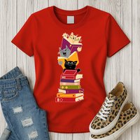 Funny Cats Reading Books Reading Book Lover Womens T-Shirt