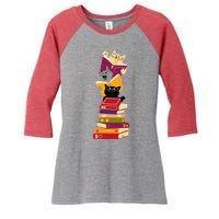 Funny Cats Reading Books Reading Book Lover Women's Tri-Blend 3/4-Sleeve Raglan Shirt