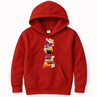 Funny Cats Reading Books Reading Book Lover Kids Hoodie