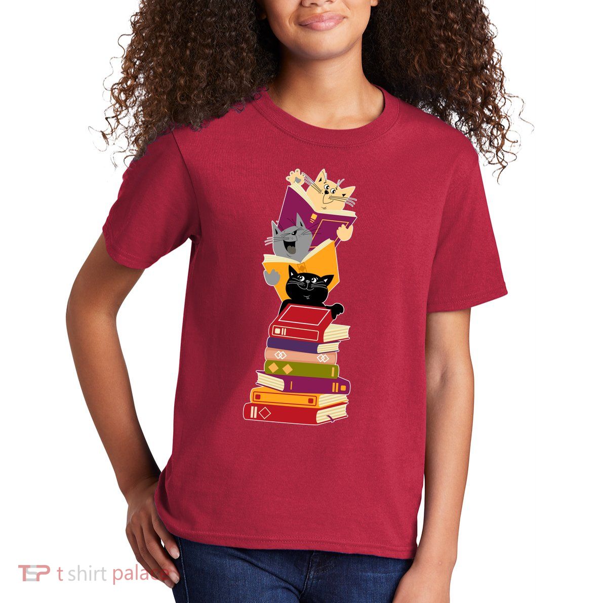 Funny Cats Reading Books Reading Book Lover Kids T-Shirt