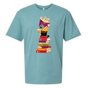 Funny Cats Reading Books Reading Book Lover Sueded Cloud Jersey T-Shirt