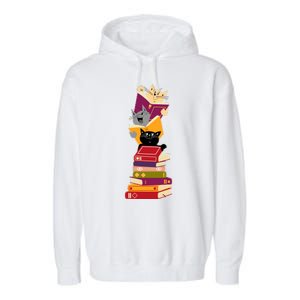 Funny Cats Reading Books Reading Book Lover Garment-Dyed Fleece Hoodie