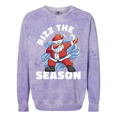 Funny Christmas Riz Zmas Santa Xmas Rizz The Season Bruh Colorblast Crewneck Sweatshirt