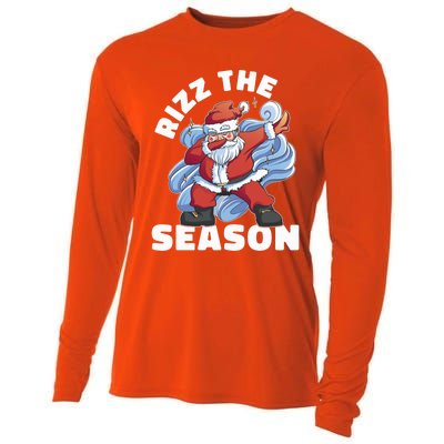 Funny Christmas Riz Zmas Santa Xmas Rizz The Season Bruh Cooling Performance Long Sleeve Crew