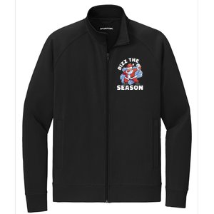 Funny Christmas Riz Zmas Santa Xmas Rizz The Season Bruh Stretch Full-Zip Cadet Jacket