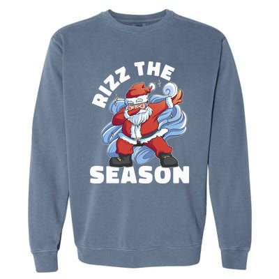 Funny Christmas Riz Zmas Santa Xmas Rizz The Season Bruh Garment-Dyed Sweatshirt