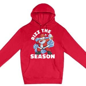 Funny Christmas Riz Zmas Santa Xmas Rizz The Season Bruh Premium Pullover Hoodie