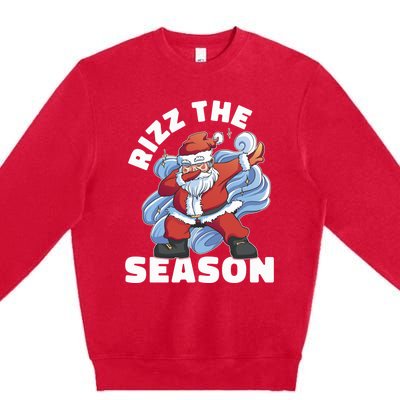 Funny Christmas Riz Zmas Santa Xmas Rizz The Season Bruh Premium Crewneck Sweatshirt