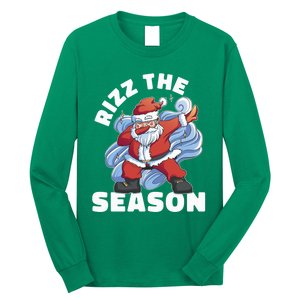 Funny Christmas Riz Zmas Santa Xmas Rizz The Season Bruh Long Sleeve Shirt