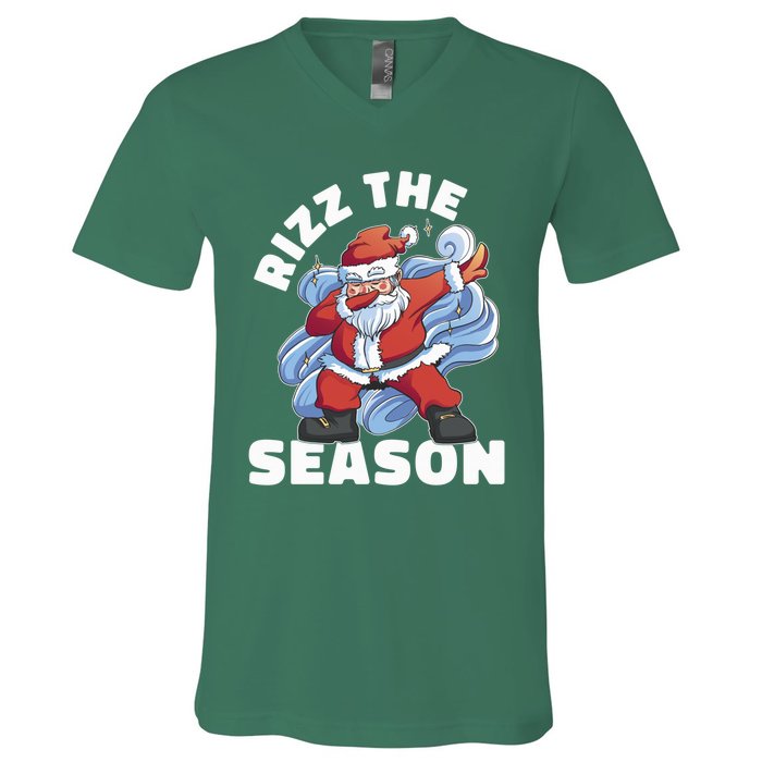 Funny Christmas Riz Zmas Santa Xmas Rizz The Season Bruh V-Neck T-Shirt