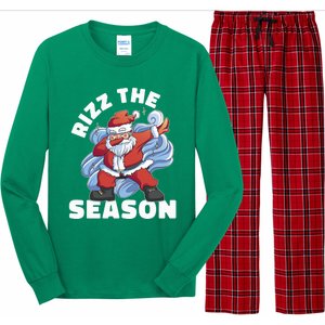 Funny Christmas Riz Zmas Santa Xmas Rizz The Season Bruh Long Sleeve Pajama Set