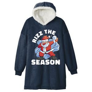 Funny Christmas Riz Zmas Santa Xmas Rizz The Season Bruh Hooded Wearable Blanket