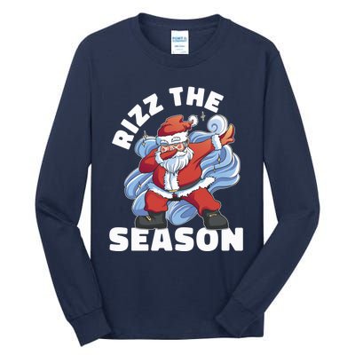 Funny Christmas Riz Zmas Santa Xmas Rizz The Season Bruh Tall Long Sleeve T-Shirt