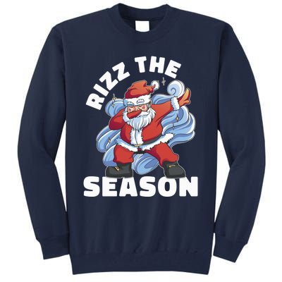 Funny Christmas Riz Zmas Santa Xmas Rizz The Season Bruh Tall Sweatshirt