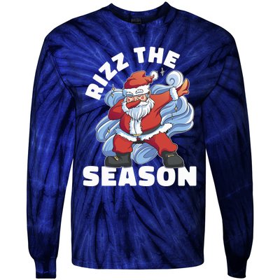 Funny Christmas Riz Zmas Santa Xmas Rizz The Season Bruh Tie-Dye Long Sleeve Shirt