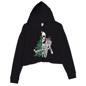 Funny Christmas Sorta Merry Sorta Scary Skeleton Xmas Tree Meaningful Gift Crop Fleece Hoodie