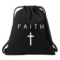 Faith Cross Subtle Christian Minimalist Religious Faith Drawstring Bag