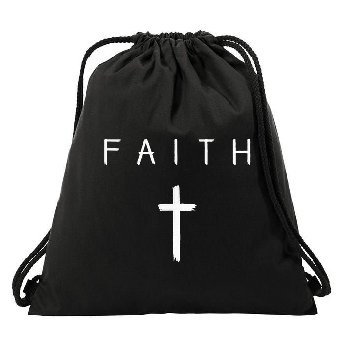Faith Cross Subtle Christian Minimalist Religious Faith Drawstring Bag