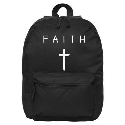Faith Cross Subtle Christian Minimalist Religious Faith 16 in Basic Backpack