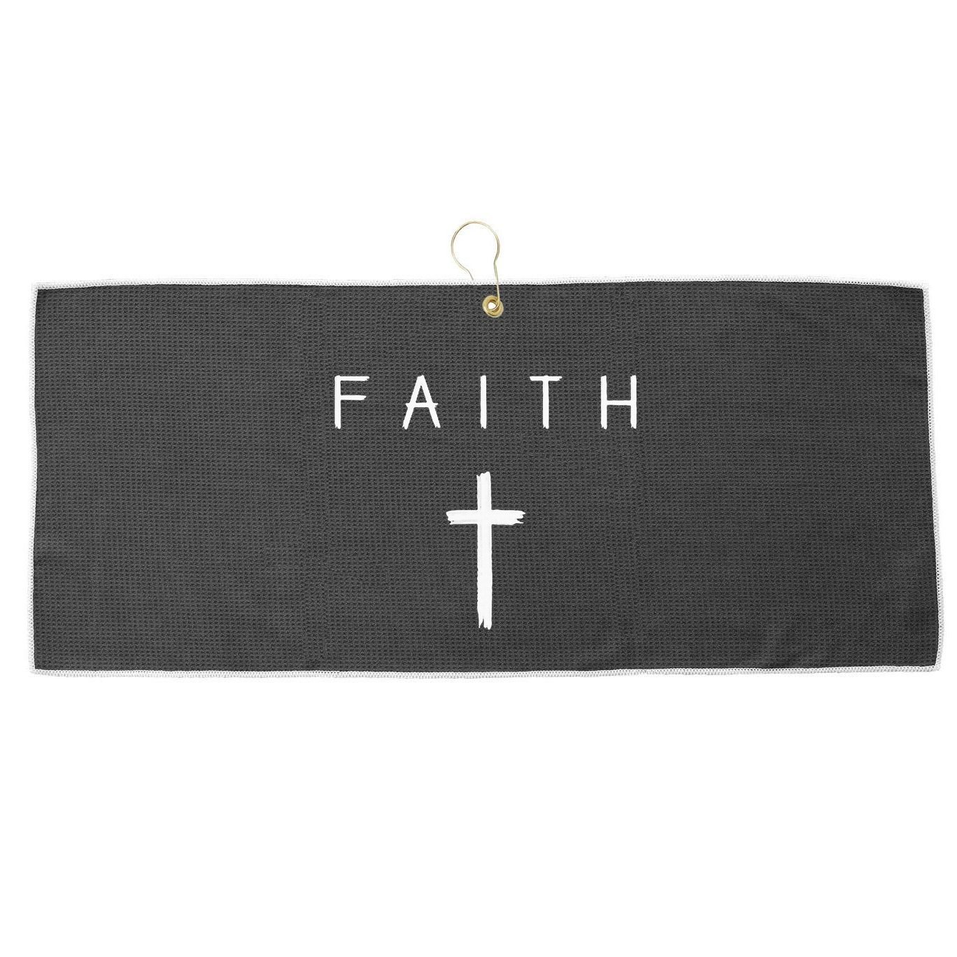 Faith Cross Subtle Christian Minimalist Religious Faith Large Microfiber Waffle Golf Towel